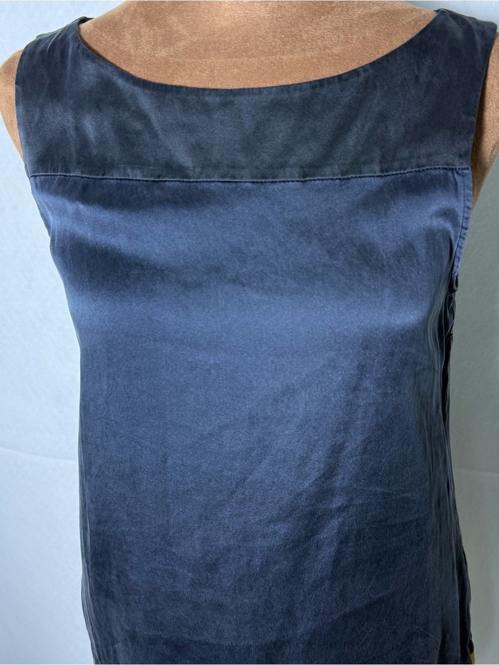 Theory Silk Colorblock Sleeveless Tank Top Navy Gold Small - Picture 6 of 11